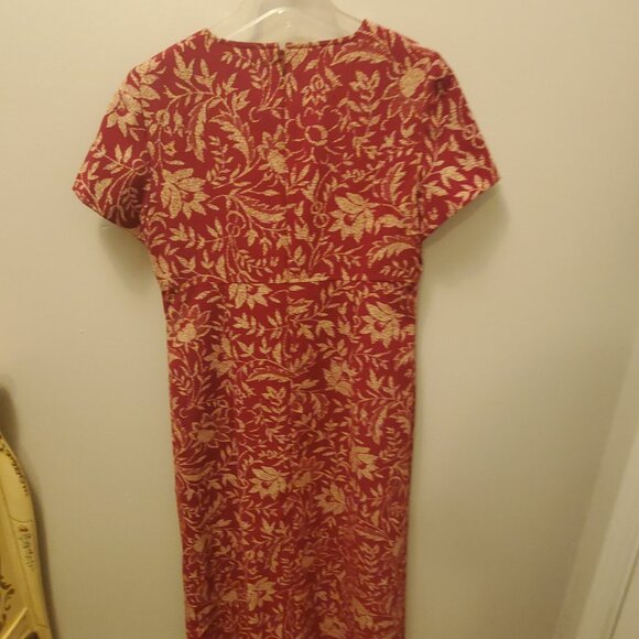 Women's Talbots Dress. Size 8P, Rust color, Leaves design, back zip, Ex Cond! - Picture 4 of 5